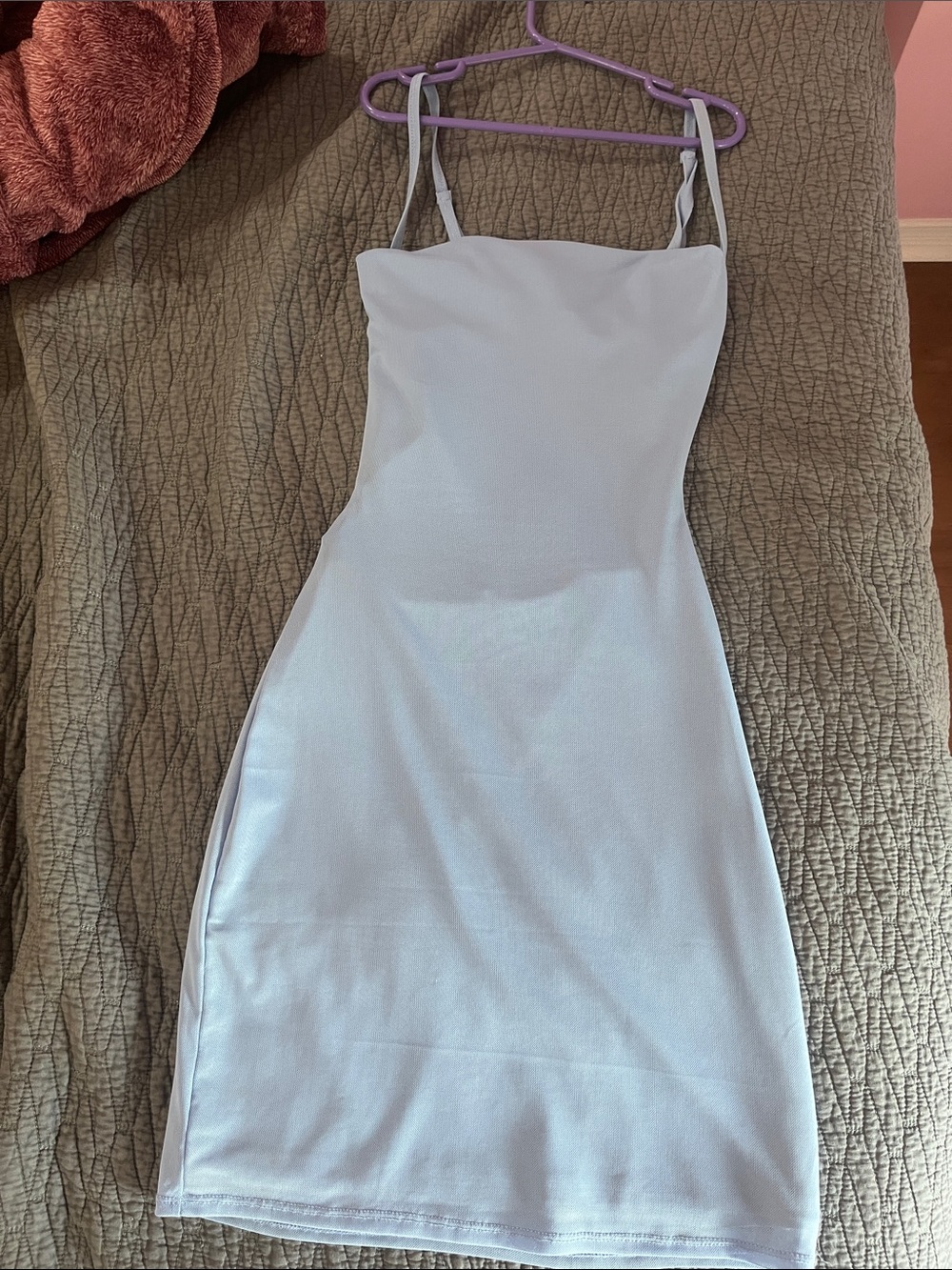 Garage Light Blue Backless Bodycon Dress